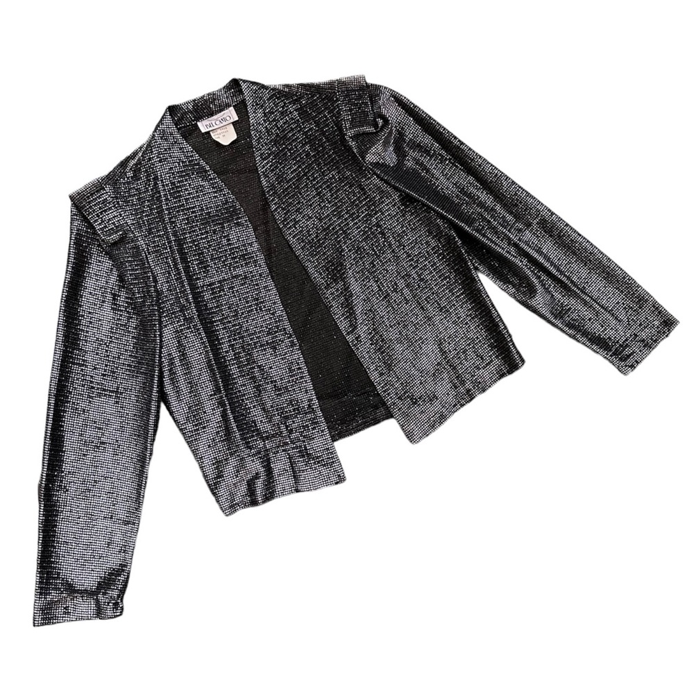 VTG 80s 90s Metallic Disco Shimmer Cardigan Shawl Overcoat